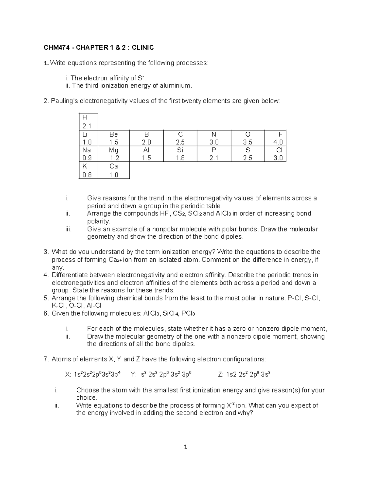 Soalan Klinik - CHM474 - Chapter 1 & 2 - CHM474 - CHAPTER 1 & 2 ...