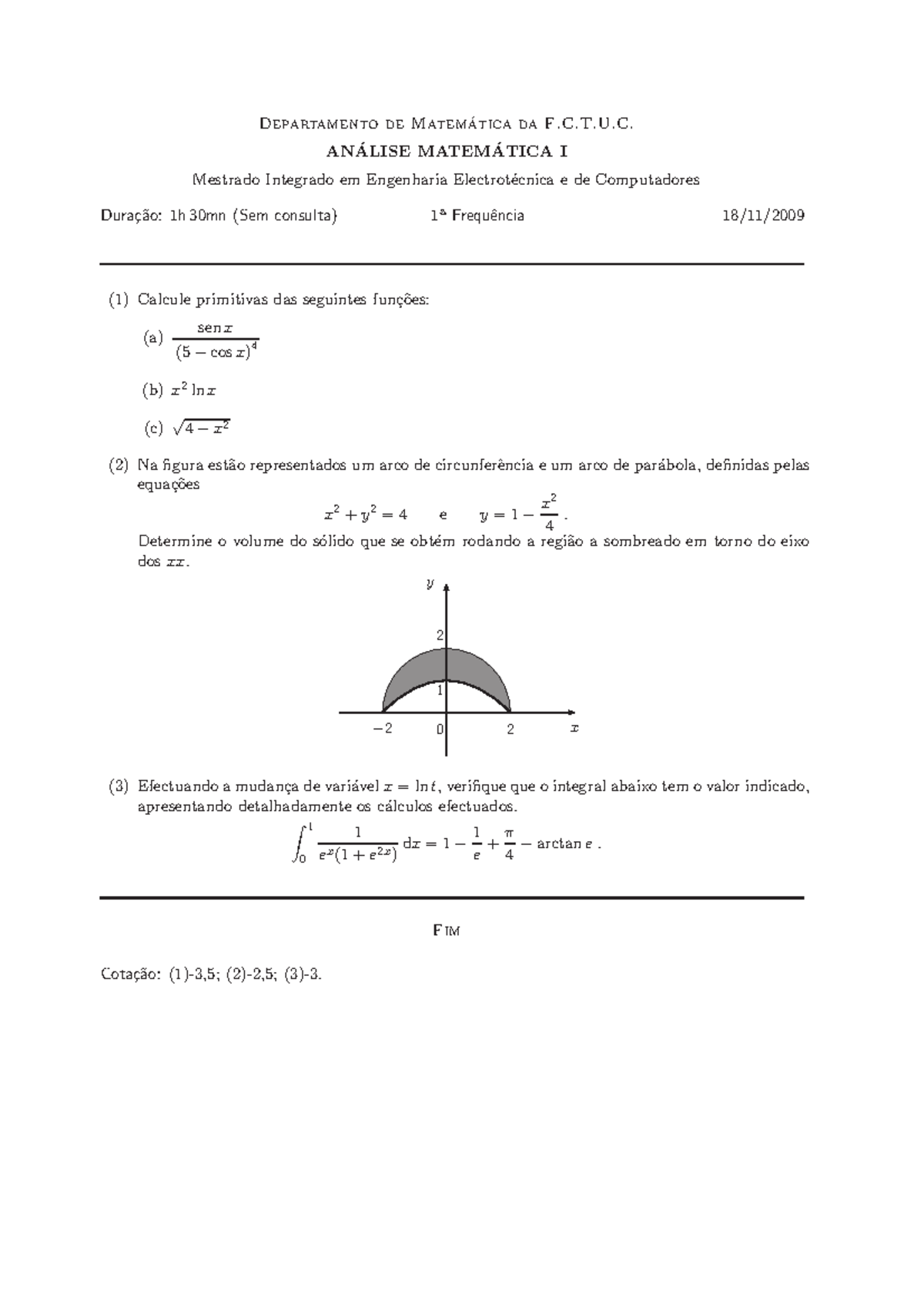 Frequências E Exames AMI 2009-2019 - Departamento De Matem ́atica Da F ...