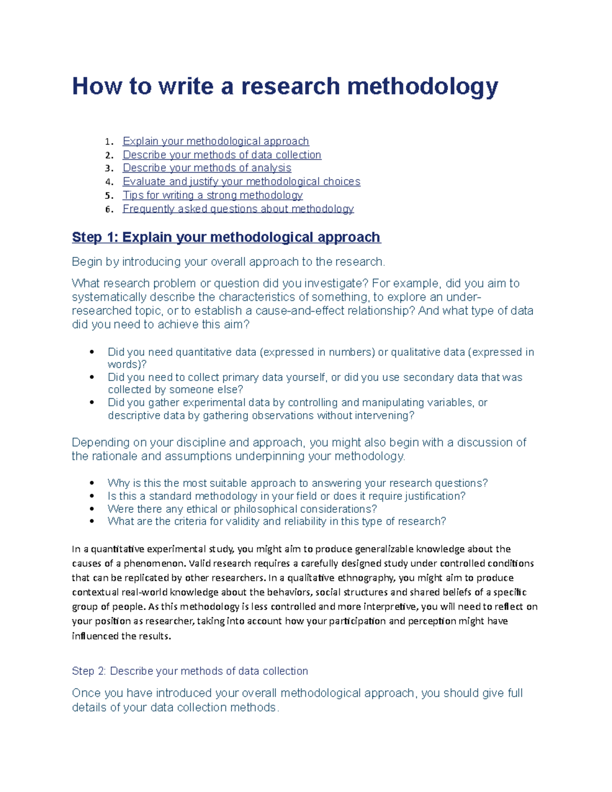 methodology chapter summary