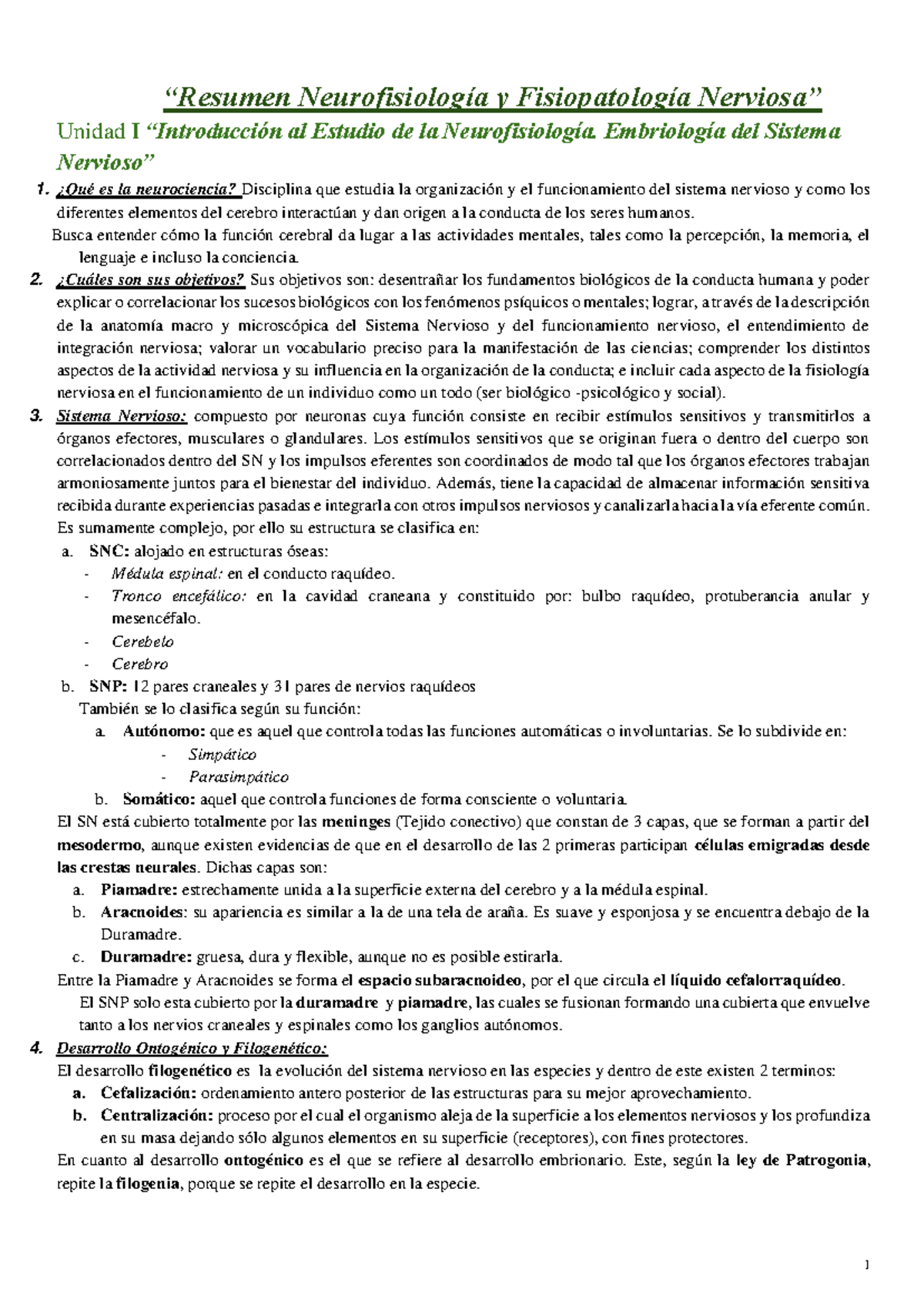 Neurofisiología Y Fisiopatología Nerviosa, FaPsi, Lic. En Psicología ...