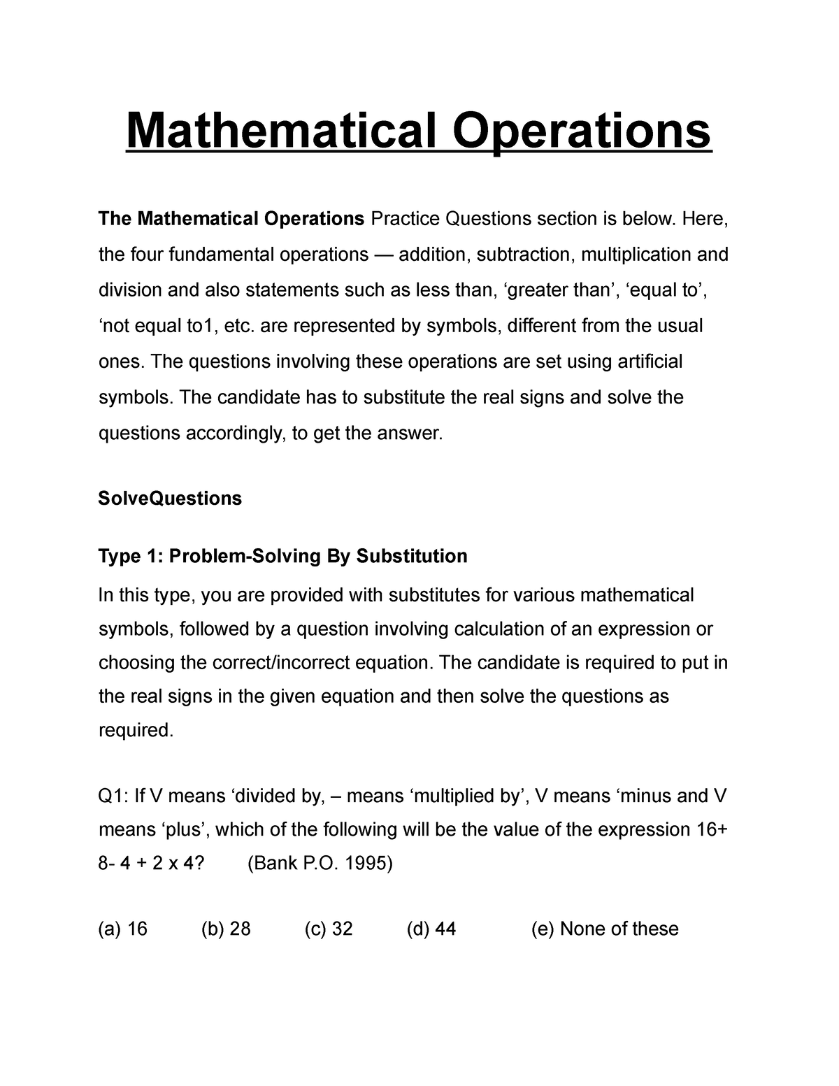 thesis about four fundamental operations