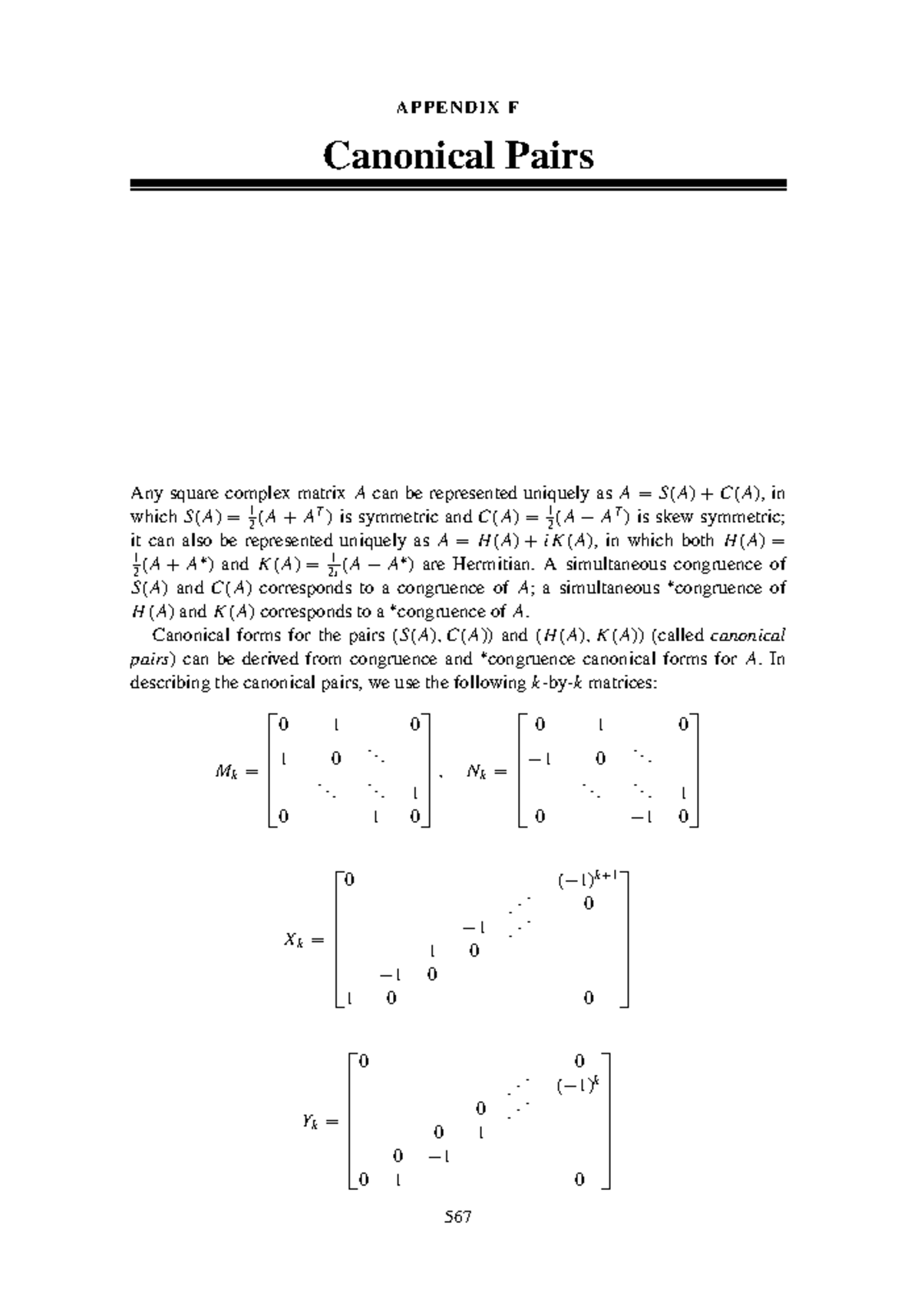 Matrix Analysis 16 - 學習資源 - APPENDIX F Canonical Pairs Any square ...