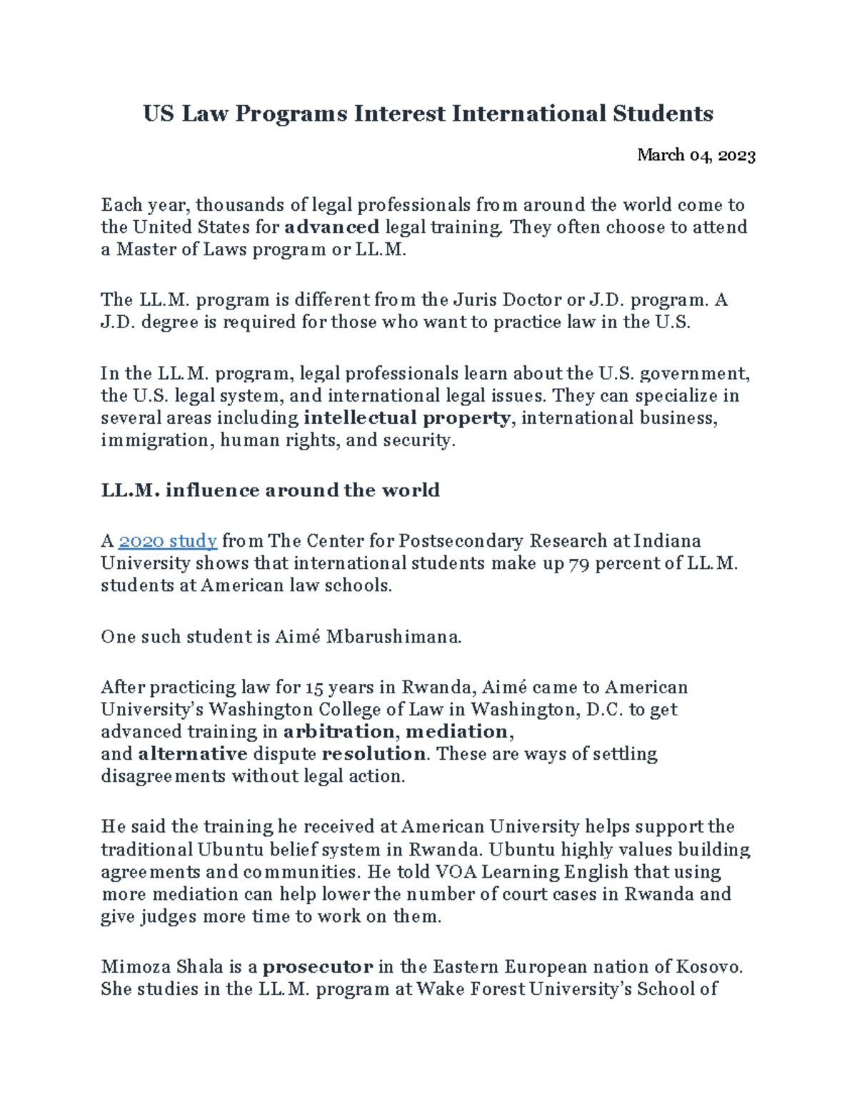 US Law Programs Interest International Students - They often choose to ...