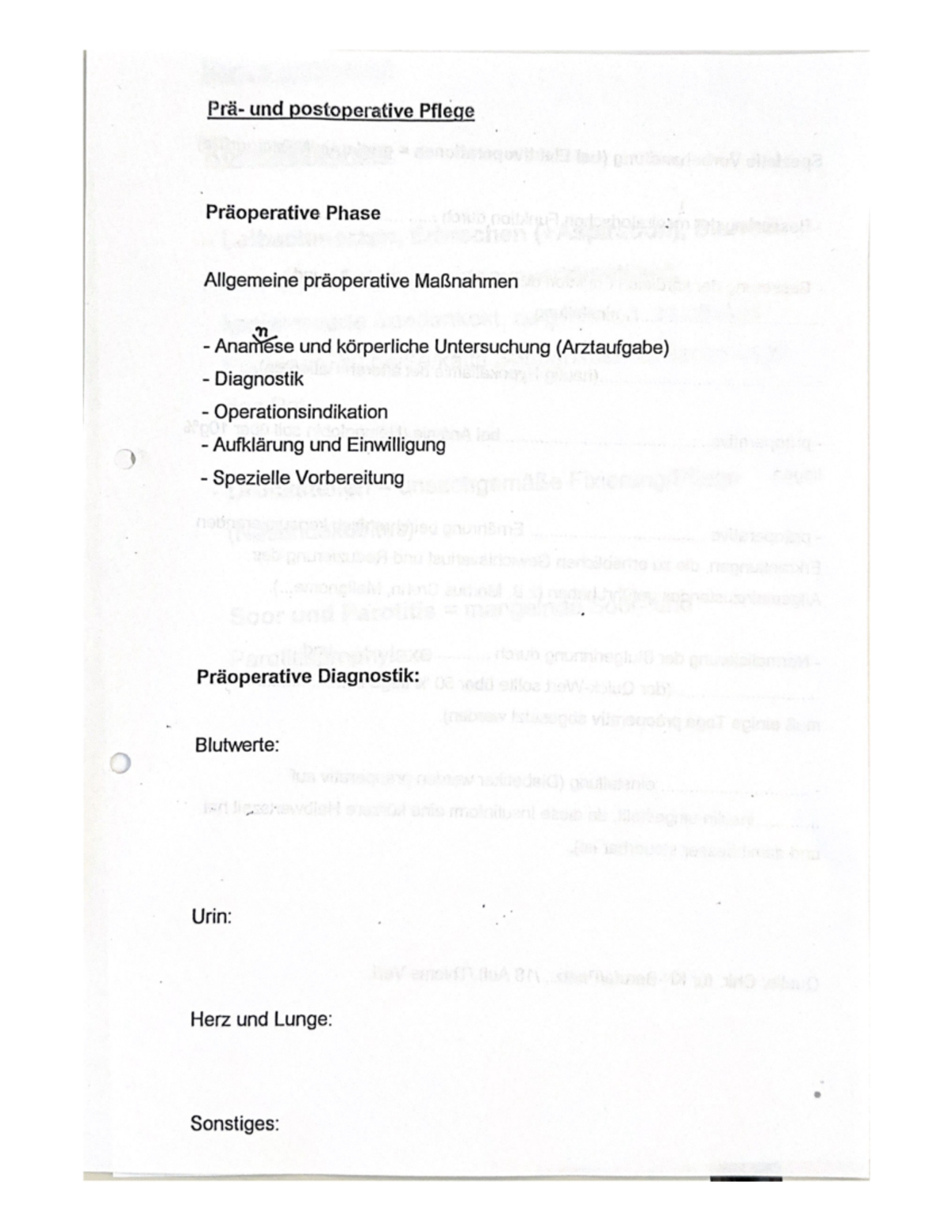 Prä- und postoperative Pflege - Chemie - Studocu