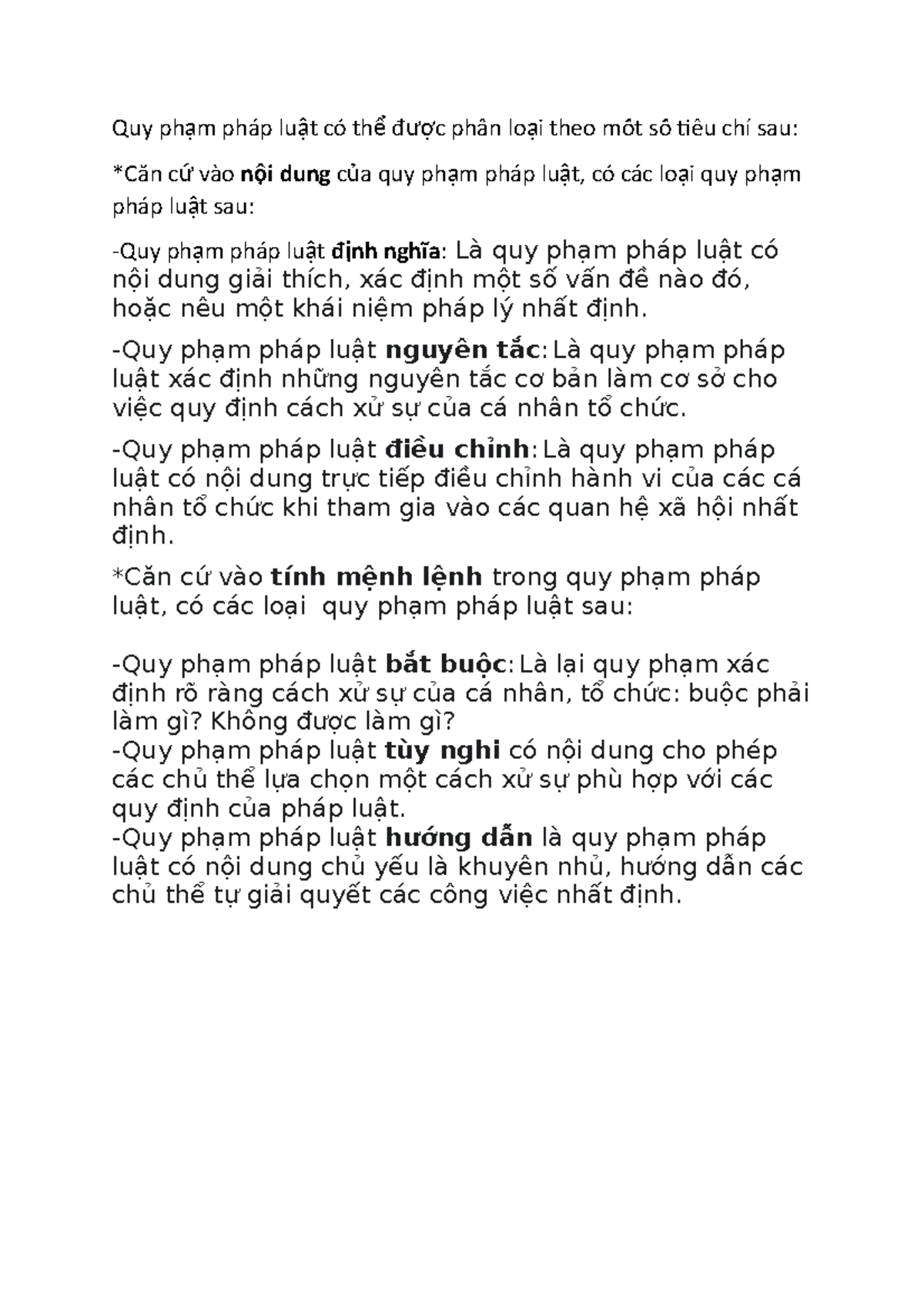 Quy Phạm Pháp Luật Có Thể được Phân Loại Theo Mốt Số Tiêu Chí Sau - Quy ...