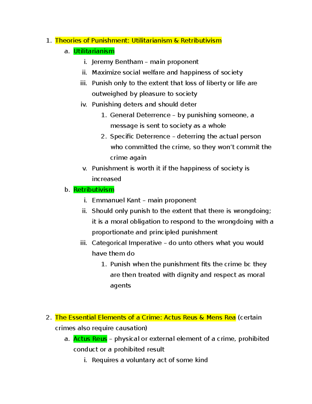 Crim. Outline - All Crim Law Notes - Theories Of Punishment ...