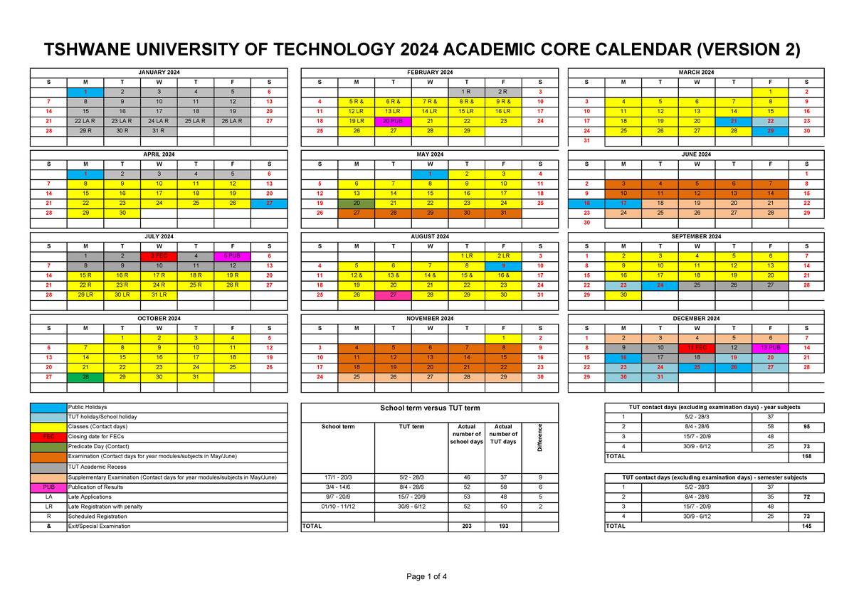 2024 AcademicCoreCalendar S M T W T F S S M T W T F S S M T W T F S