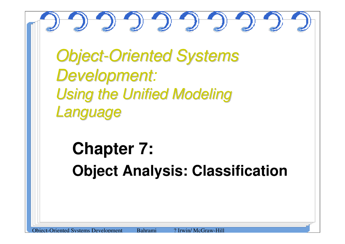 Chap7 - Notes - Chapter 7: Object Analysis: Classification Object ...