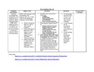Nursing Diagnosis - Ineffective breathing pattern RT to respiratory ...