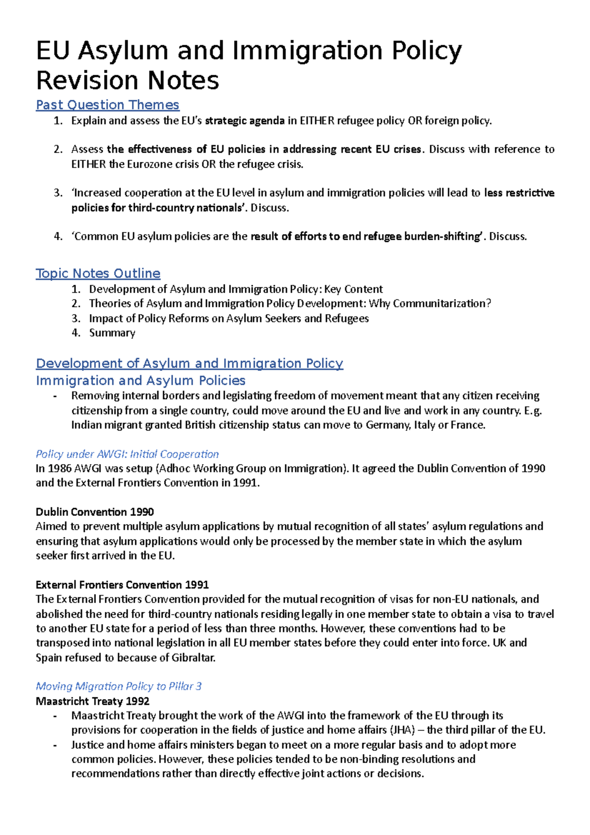 EU Asylum and Immigration Policy - EU Asylum and Immigration Policy ...