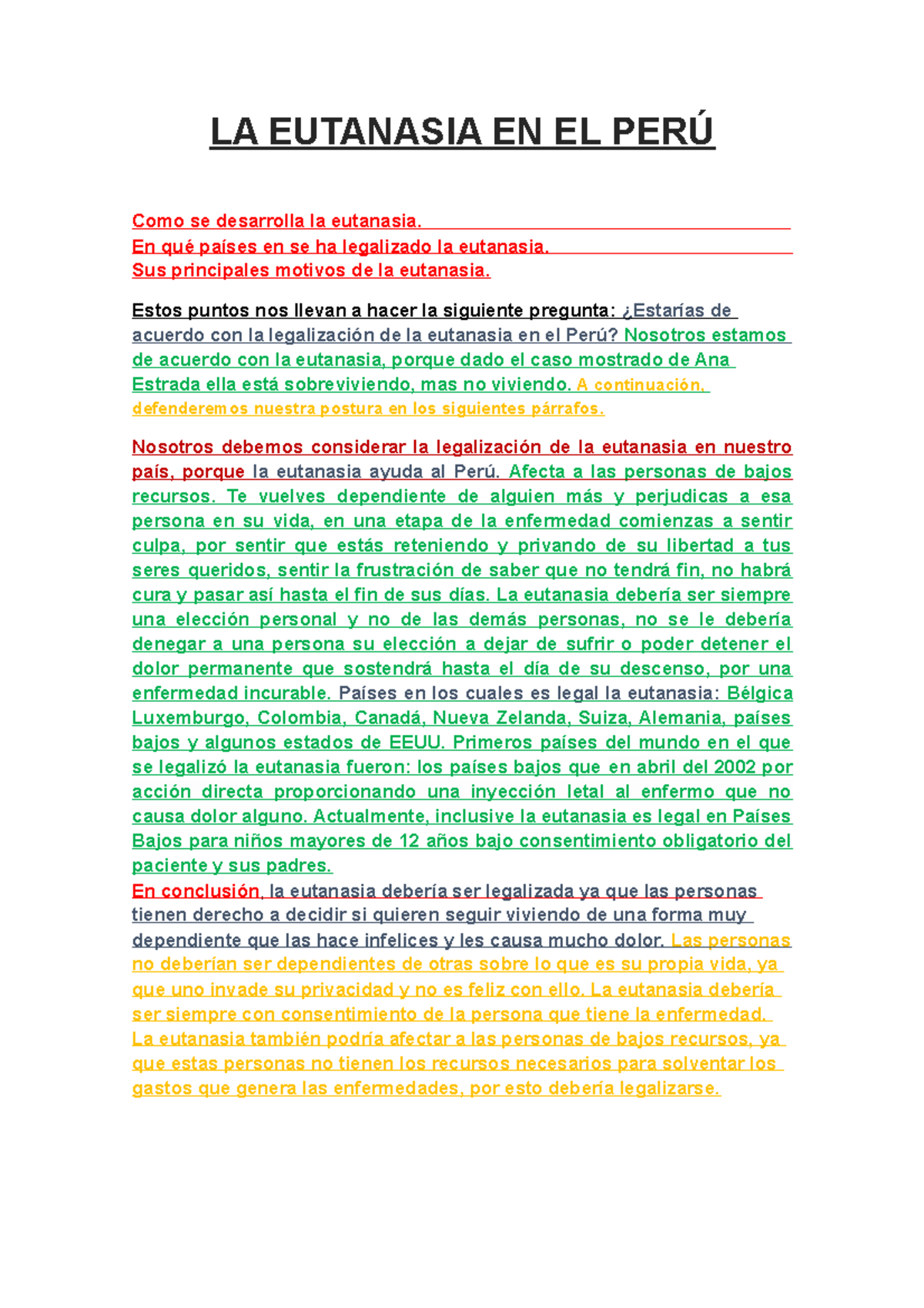 LA Eutanasia EN EL PERÚ - Comprensión Y Redacción De Textos I - UTP ...