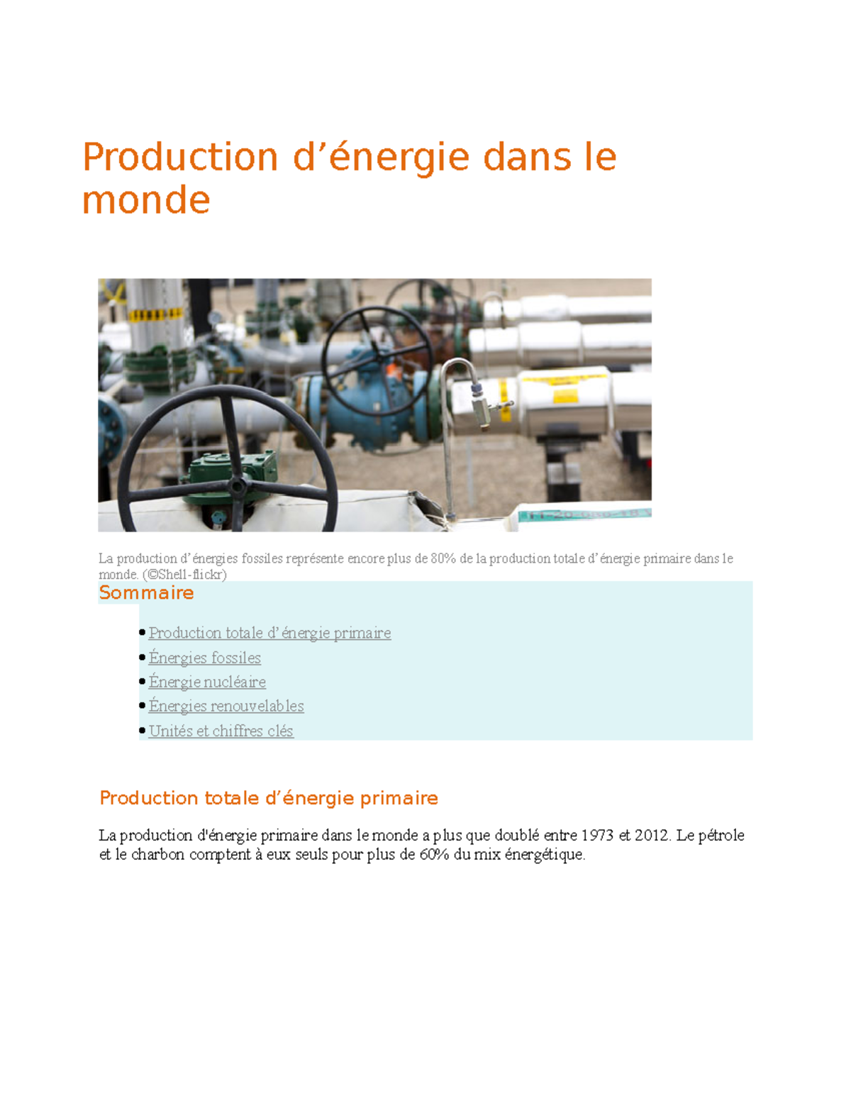 Production Denergie Dans Le Monde - Production D’énergie Dans Le Monde ...