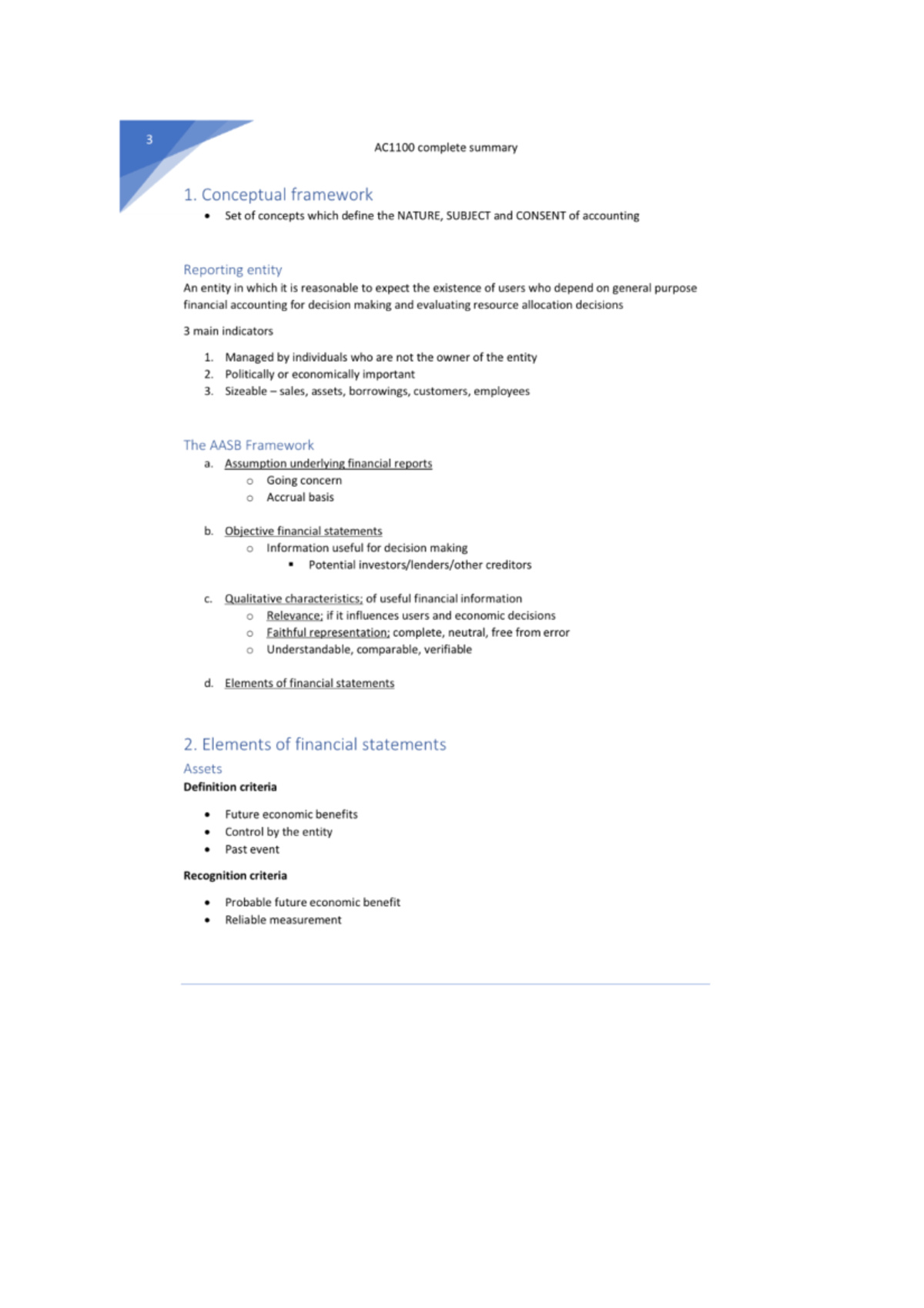 Acc1100 - Summary Introduction to Financial Accounting - ACC1100 - Studocu