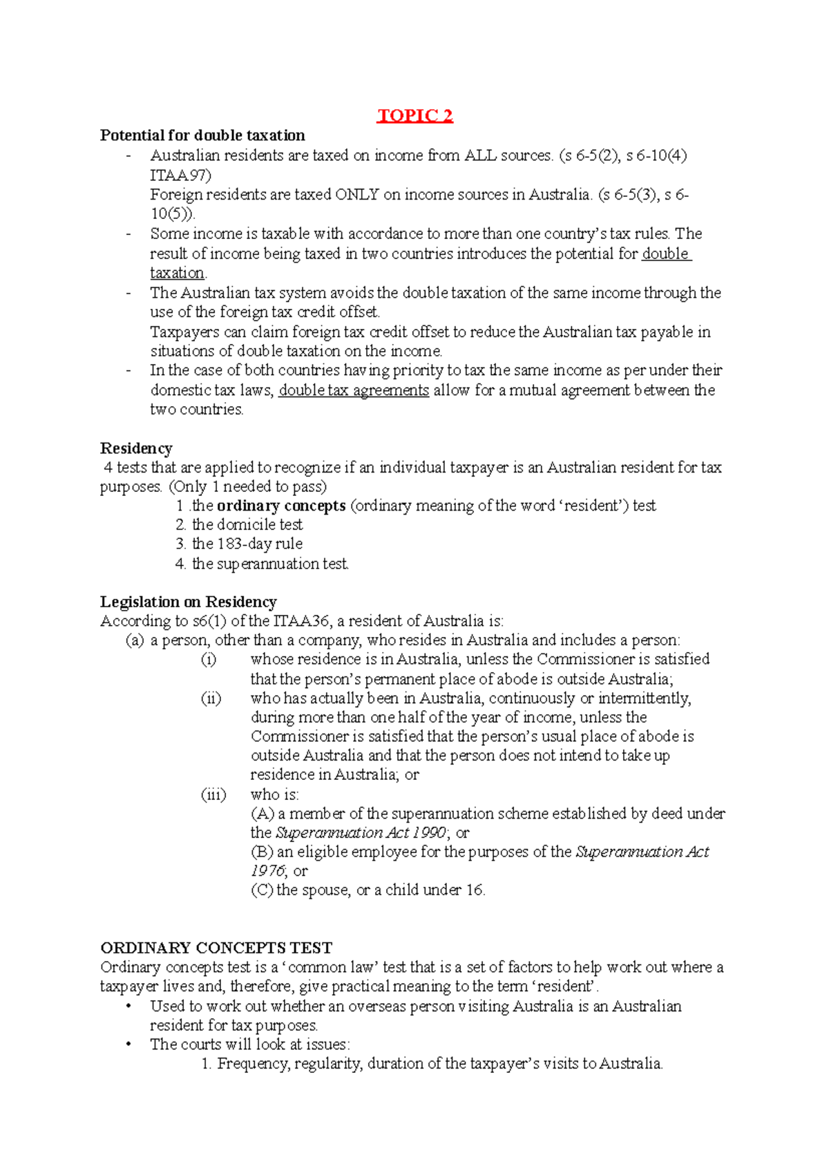 taxation-topic-2-notes-topic-2-potential-for-double-taxation