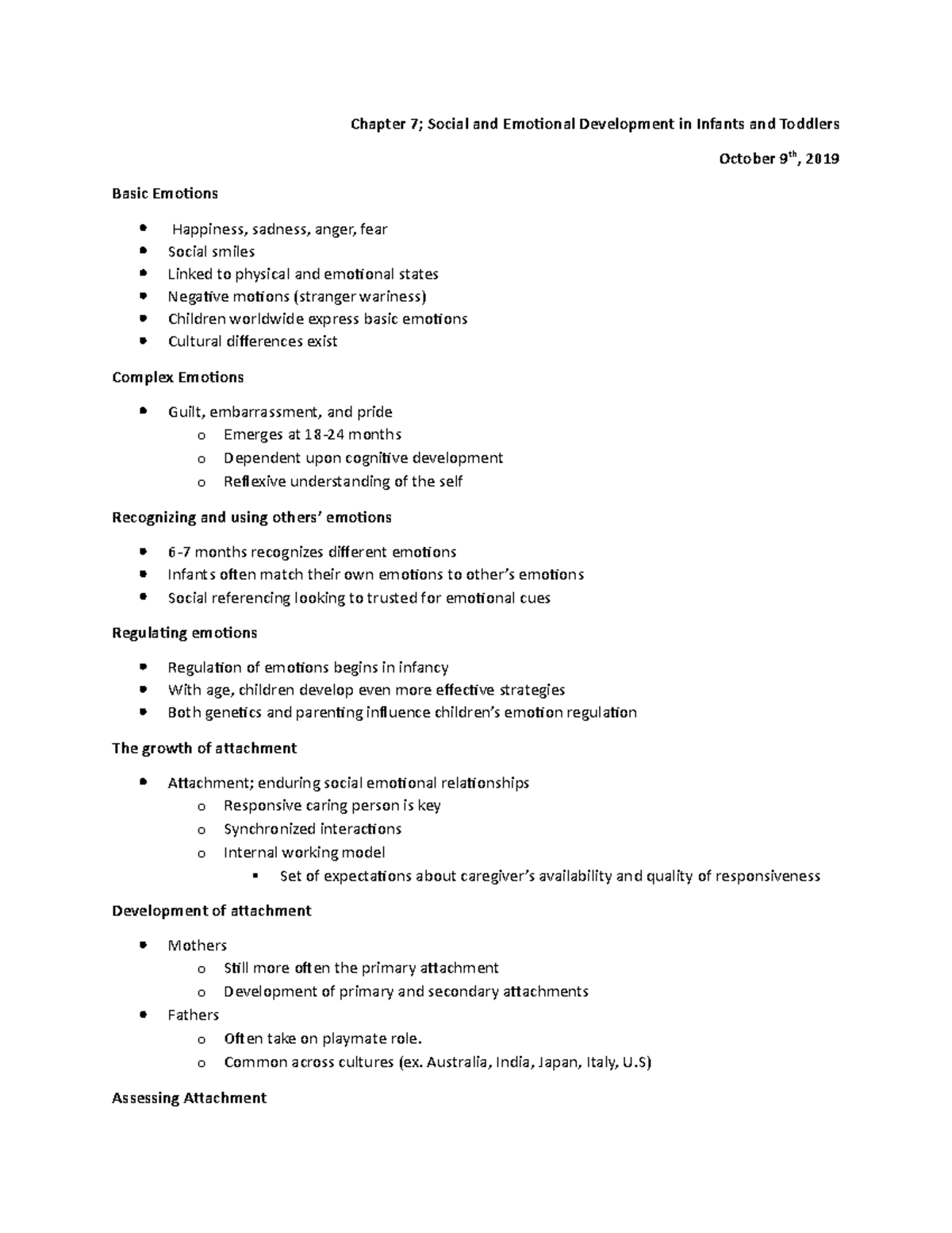Psych CD - chapter 7 - Chapter 7; Social and Emotional Development in ...