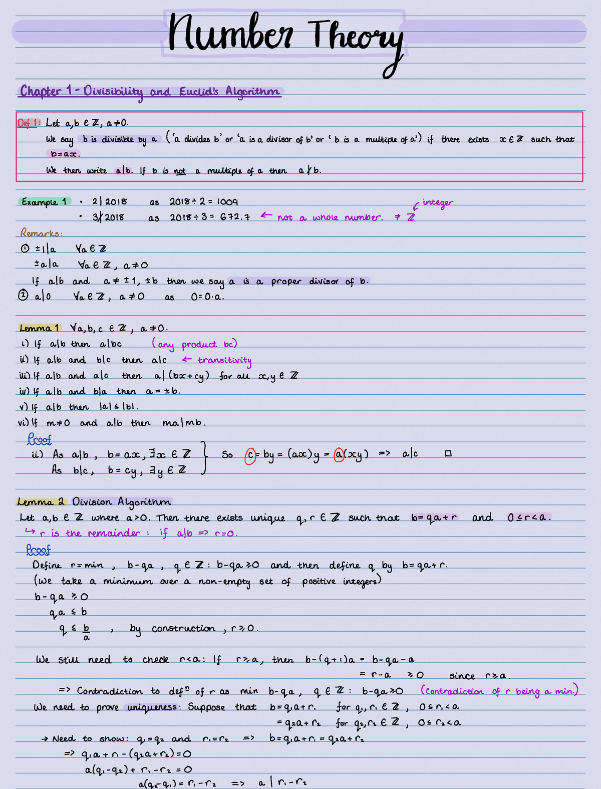 Number Theory Revision Notes 2 Mt311 Rhul Studocu