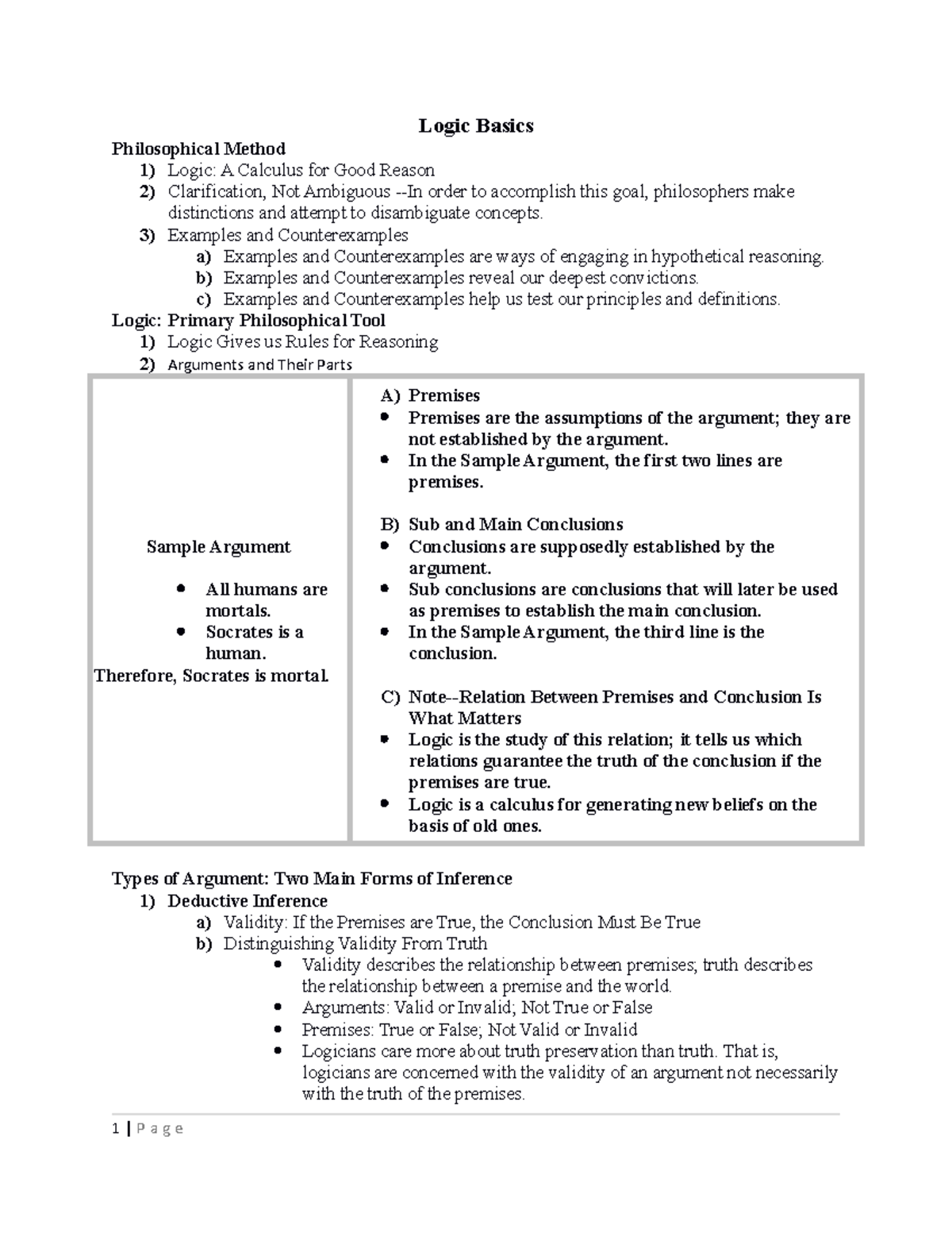 Logic Basics - MAIN POINT IN THE COURSE - Logic Basics Philosophical ...