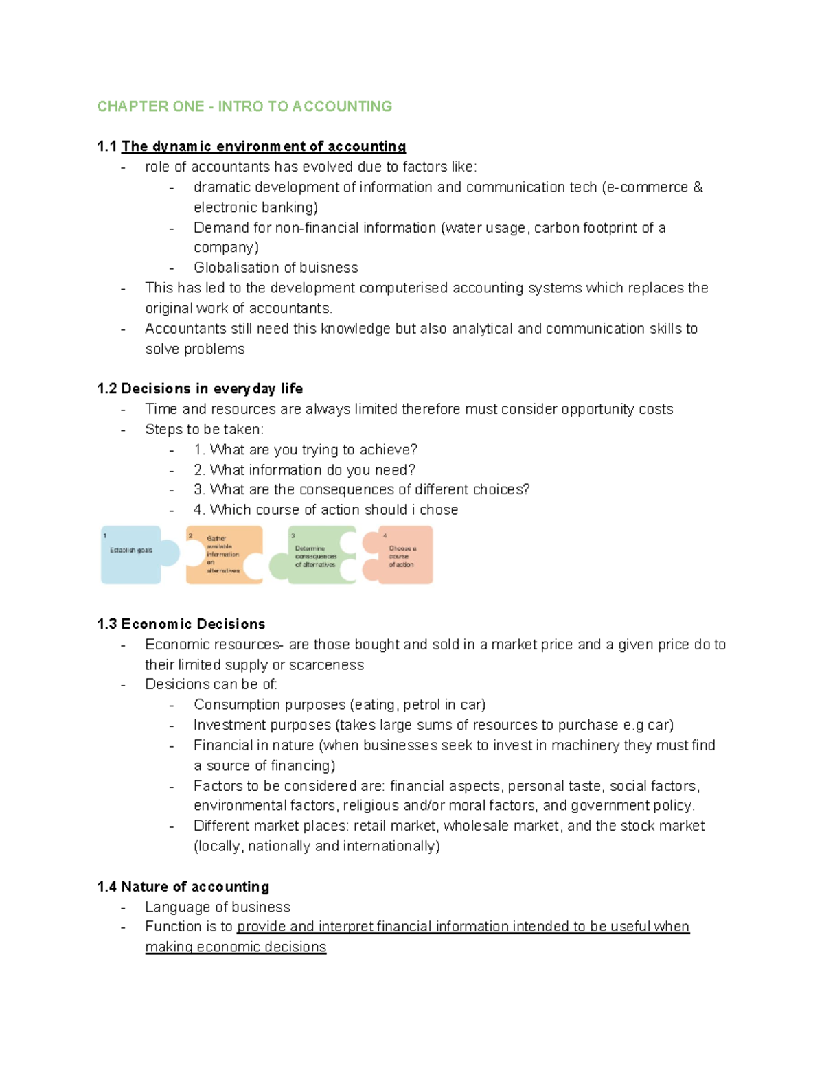 Final ACY111 notes - Week 1 - Week 5 summaries of text book - CHAPTER ...