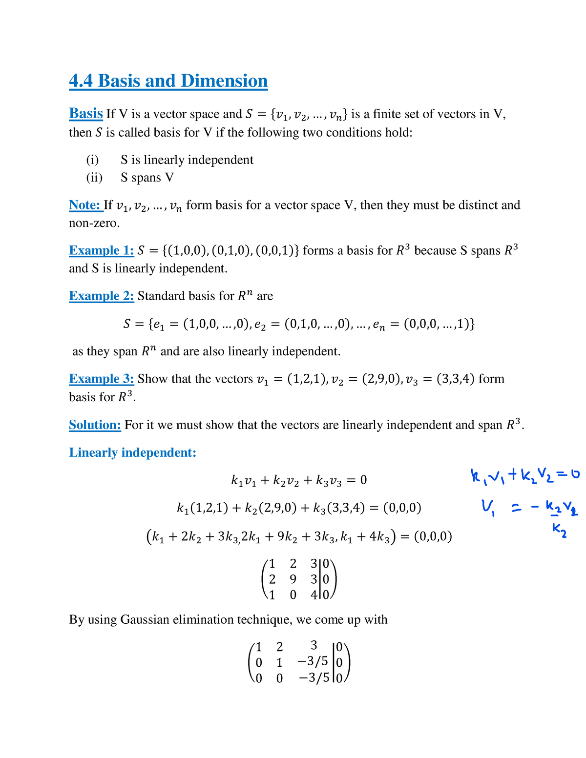 File 5 Definition with examples of bases 4 Basis and Dimension Basis If V is a vector space