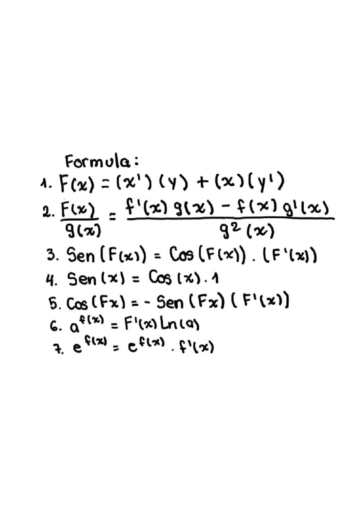 Formulario mate - Mate - Matemática - Formula: 1. F(x) (y) ) 2. F(x) 9 ...
