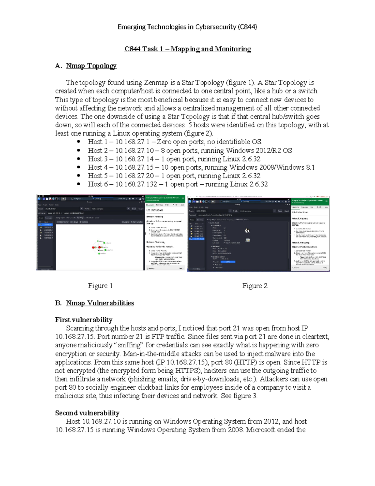 C844 Task 1 - Passed - C844 Task 1 – Mapping And Monitoring A. Nmap ...