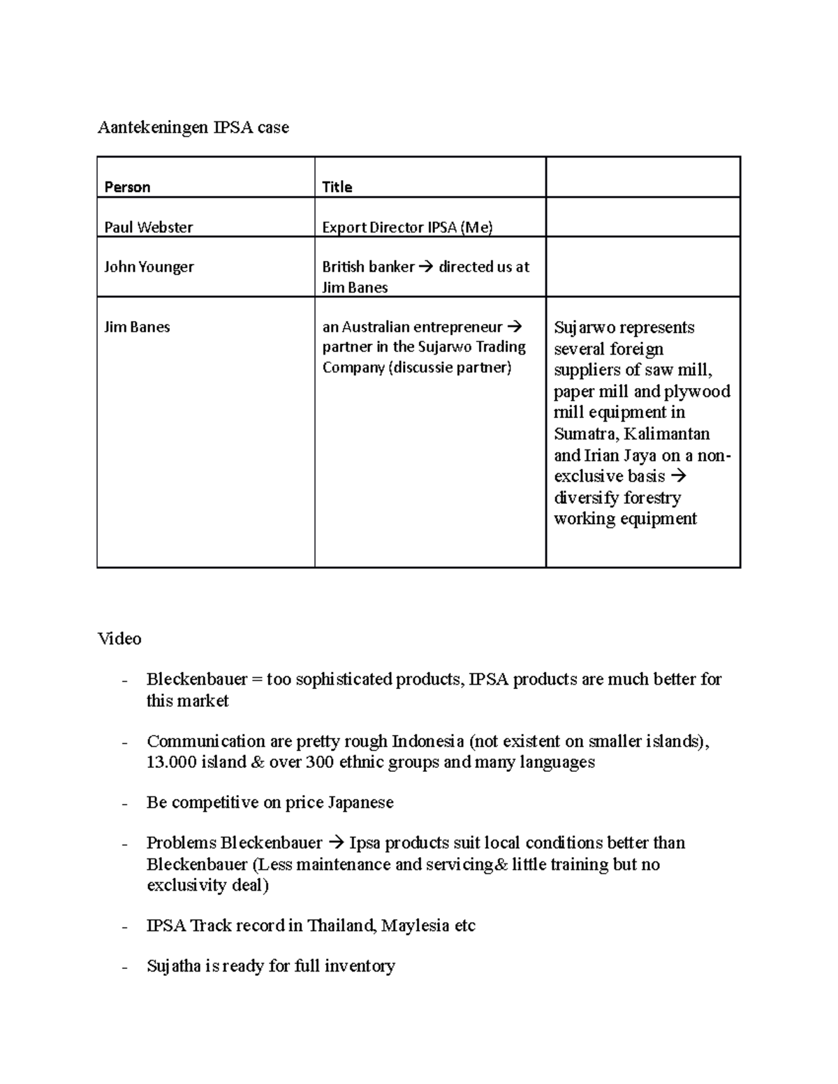 Aantekeningen IPSA Case - Aantekeningen IPSA Case Person Title Paul ...