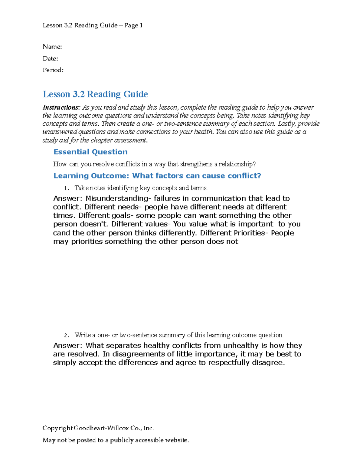 3.2 Reading Guide - eee - Name: Date: Period: Lesson 3 Reading Guide ...