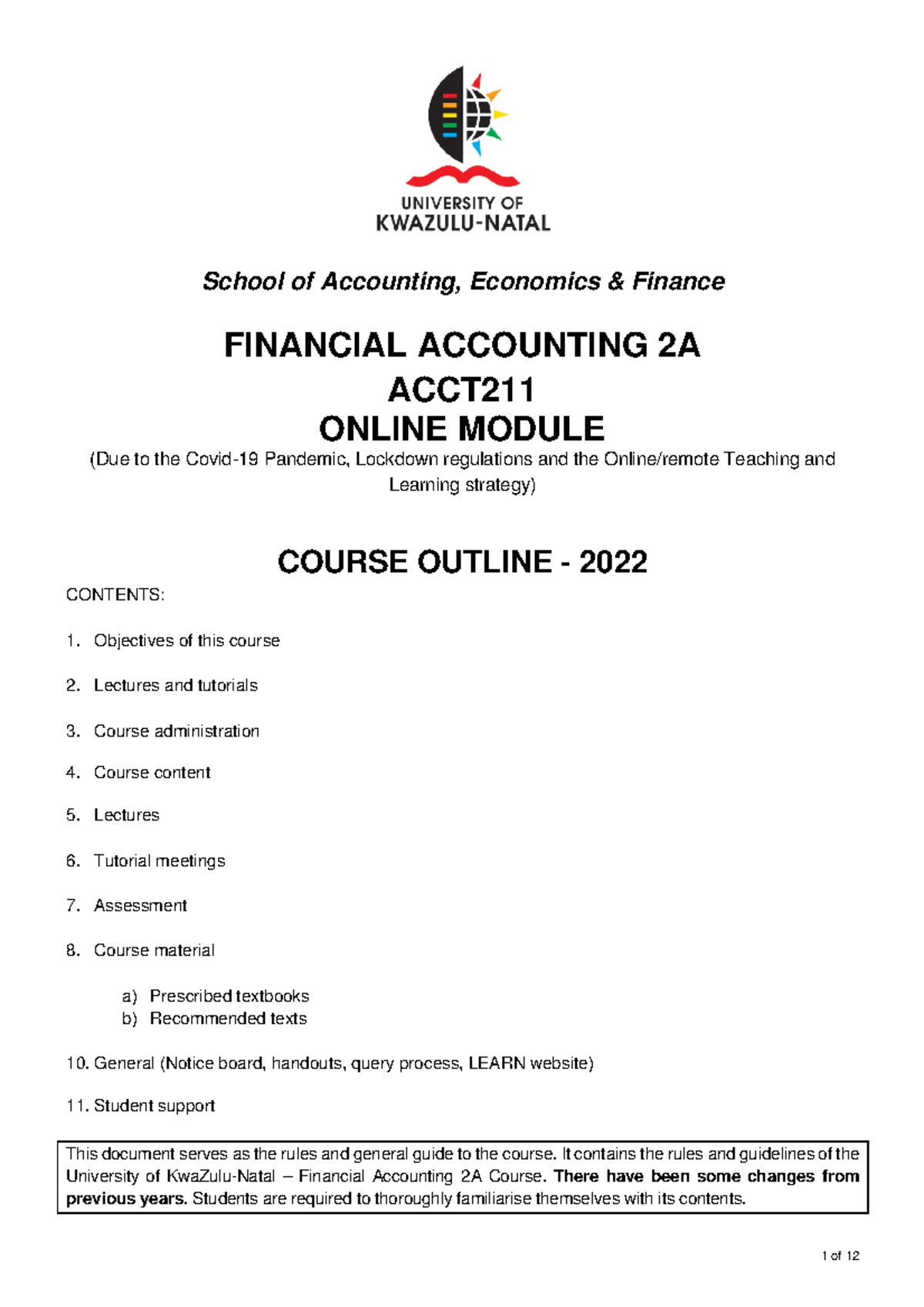 ACCT211 Course Outline 2022 Final (11) - School Of Accounting ...