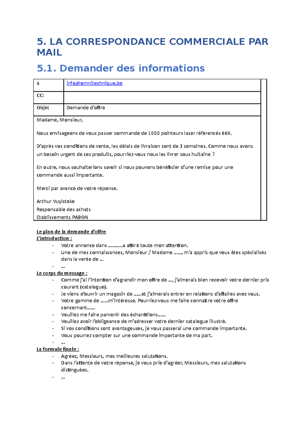 La correspondance commerciale par mail - version Corona - 5. LA ...