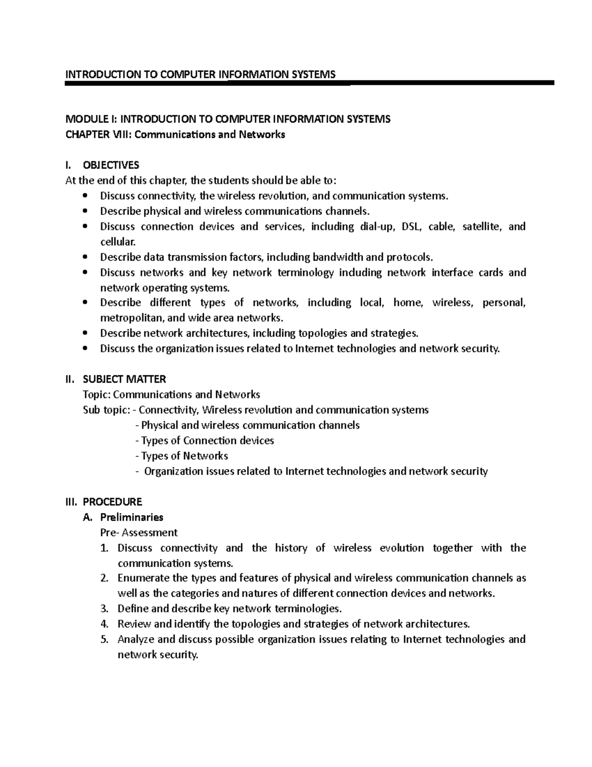 FULL CHAP 8 - INTRODUCTION TO COMPUTER INFORMATION SYSTEMS MODULE I ...