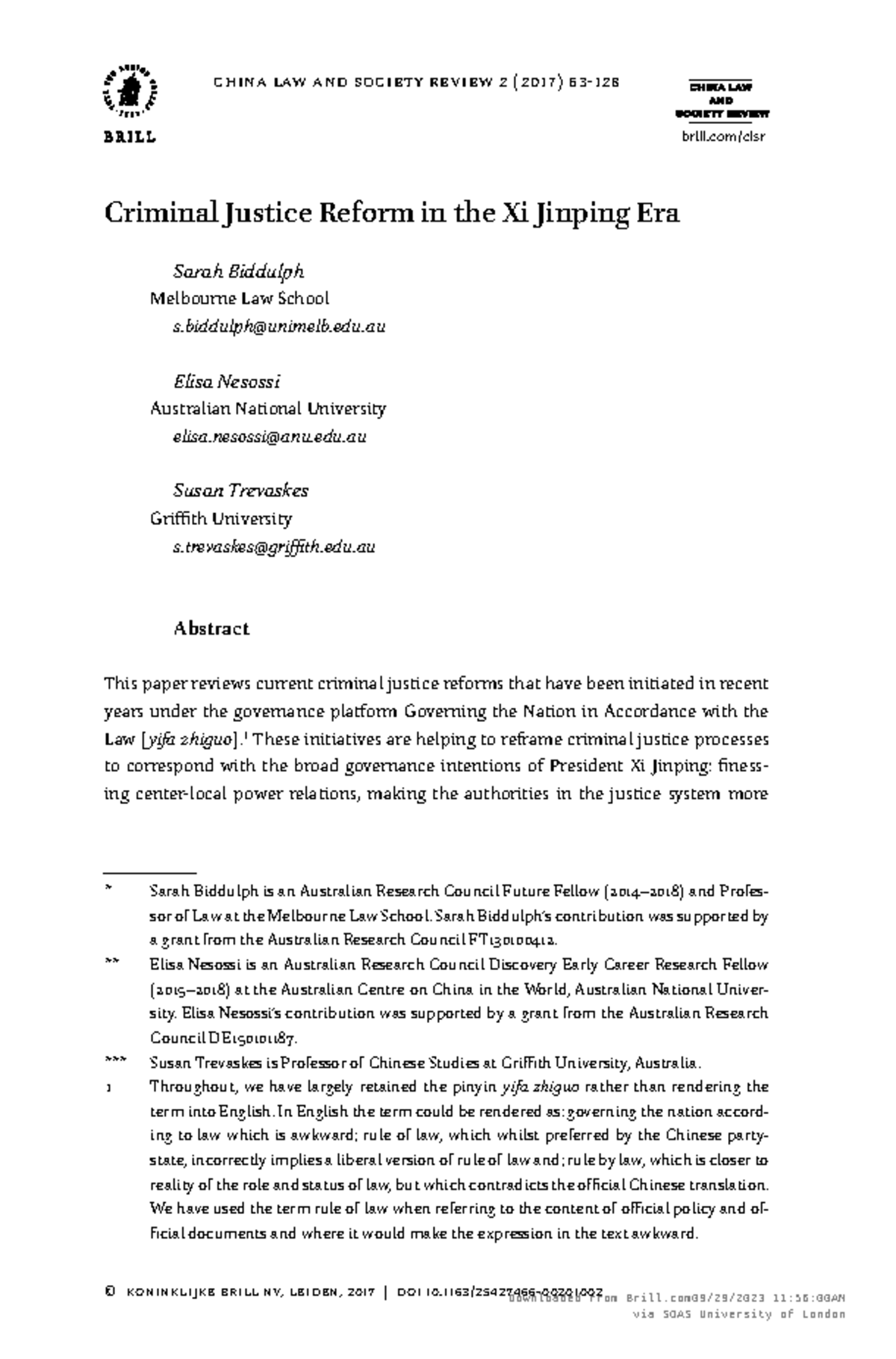 Criminal Justice reforms in Xis era - china law and society review 2 ...