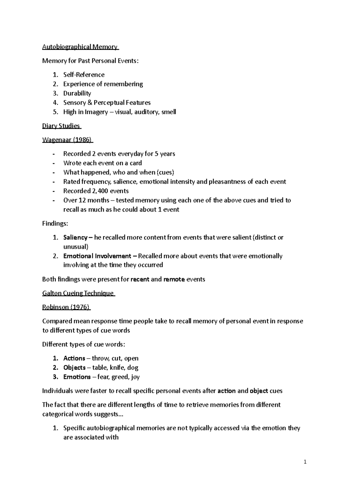 Overview of Autobiographical Memory - Autobiographical Memory Memory ...