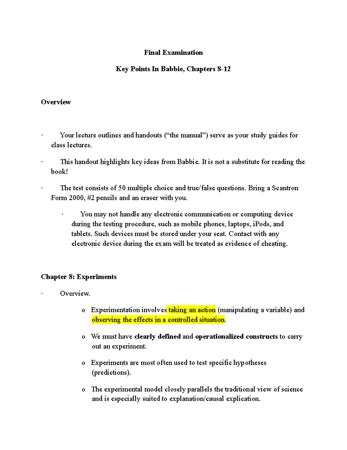 CMN102 Final study guide - Final Examination Key Points In Babbie ...