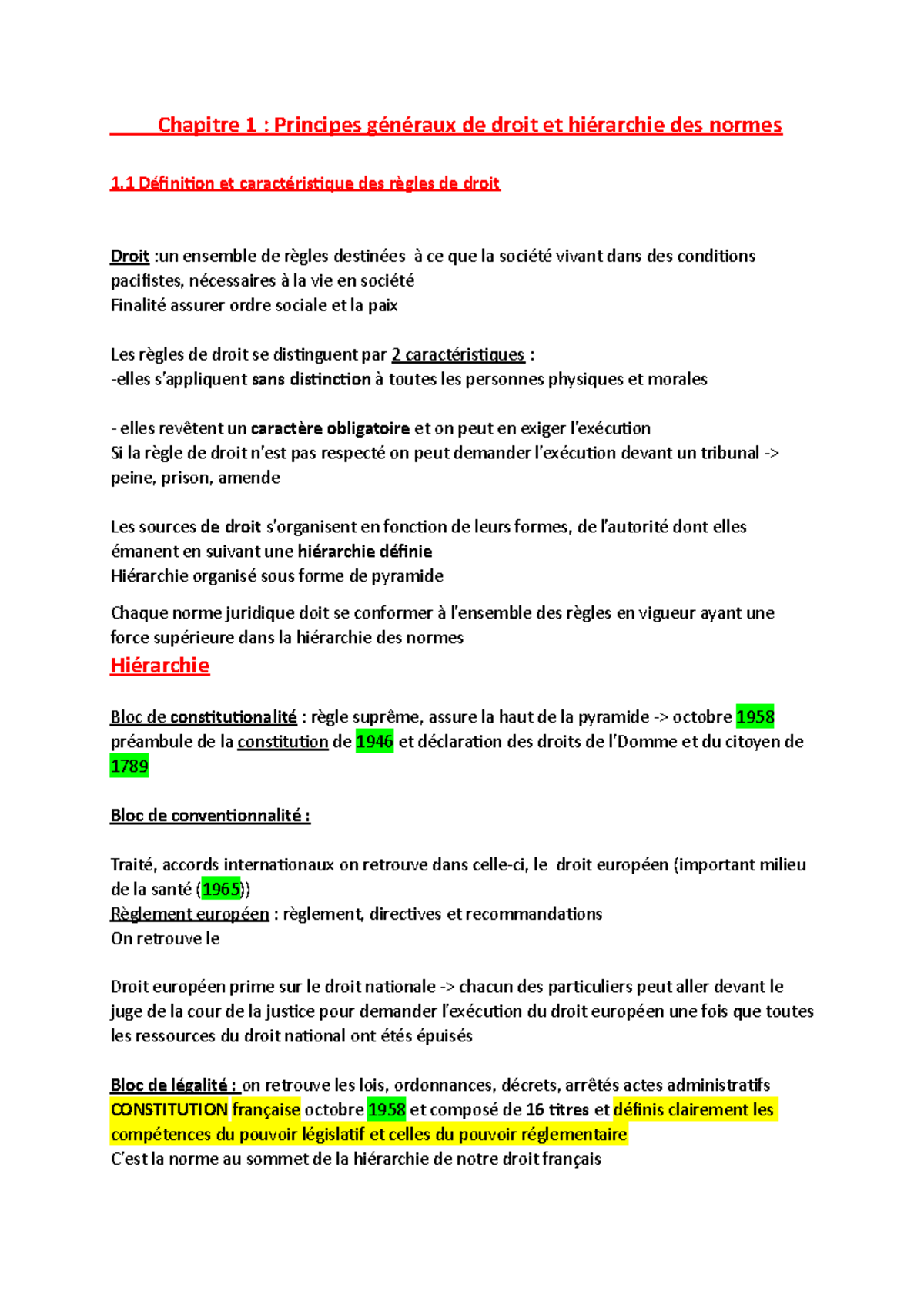 UE 6 Droit juridiques 7 - Chapitre 1 : Principes généraux de droit et ...