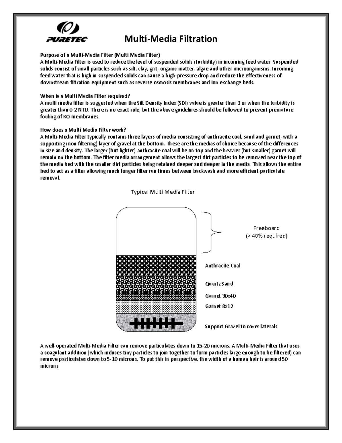 Basics Of Multi Media Filtration Mmf Multi ­‐media Filtration Purpose