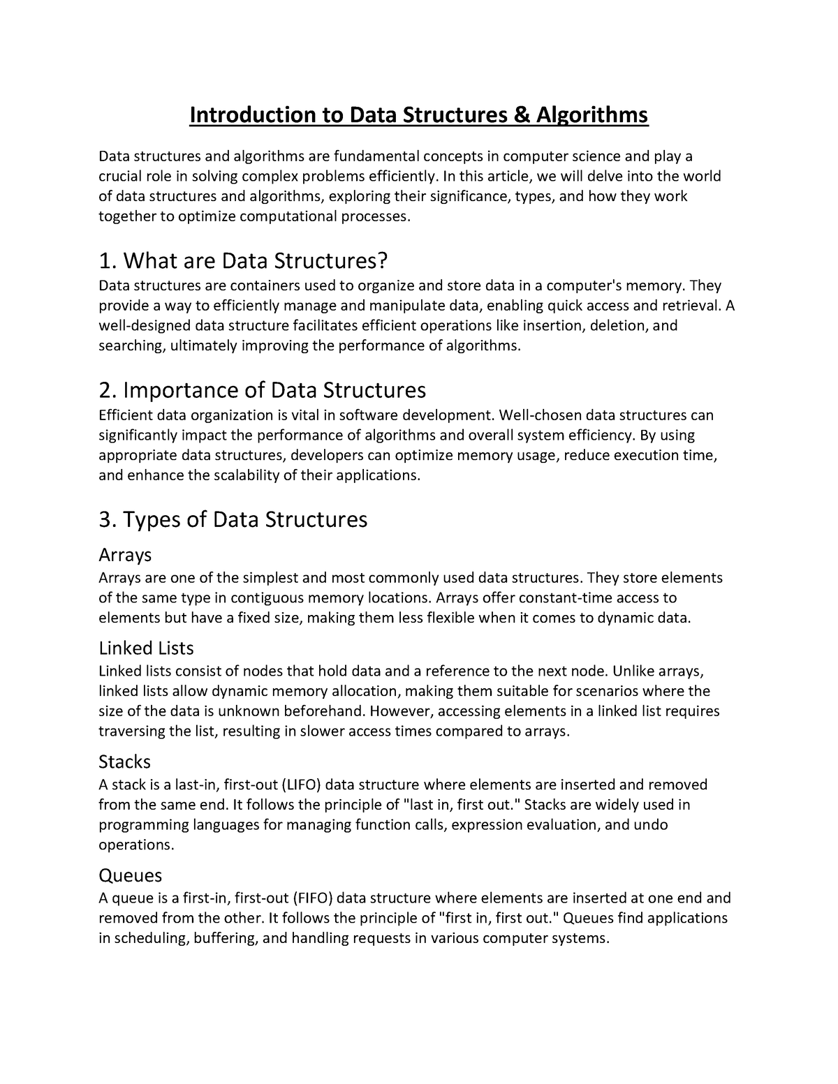 essay about data structures