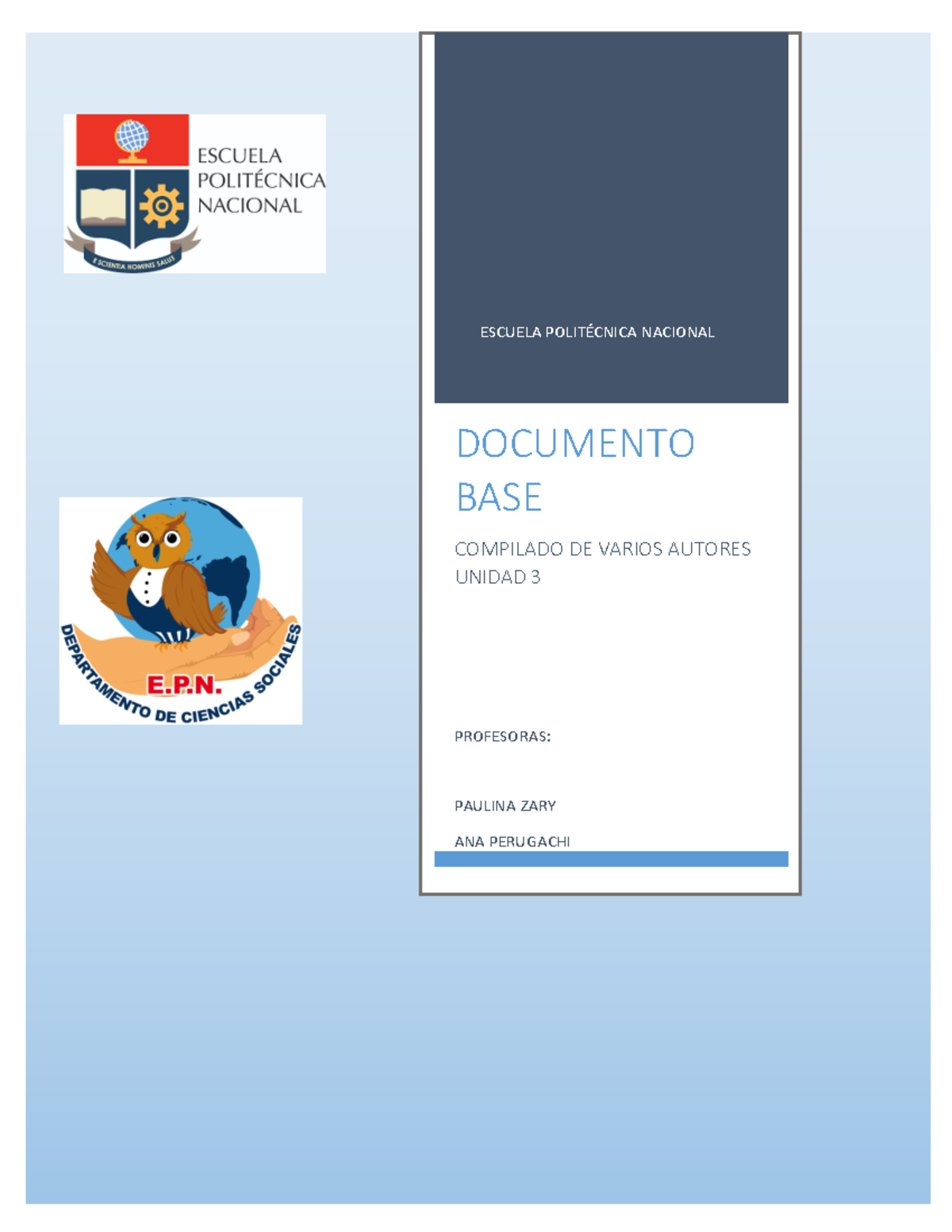 Documento Base Unidad 3 - ESCUELA POLITÉCNICA NACIONAL DOCUMENTO BASE ...