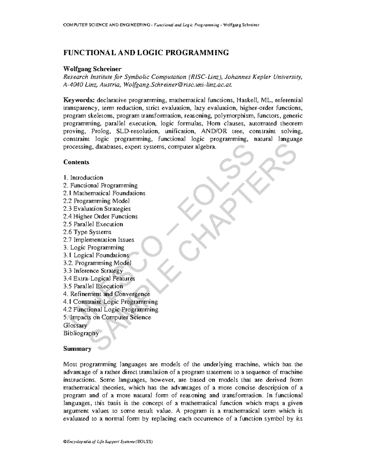 E6 45 05 04 fast - UNESCO – EOLSS SAMPLE CHAPTERS FUNCTIONAL AND LOGIC ...