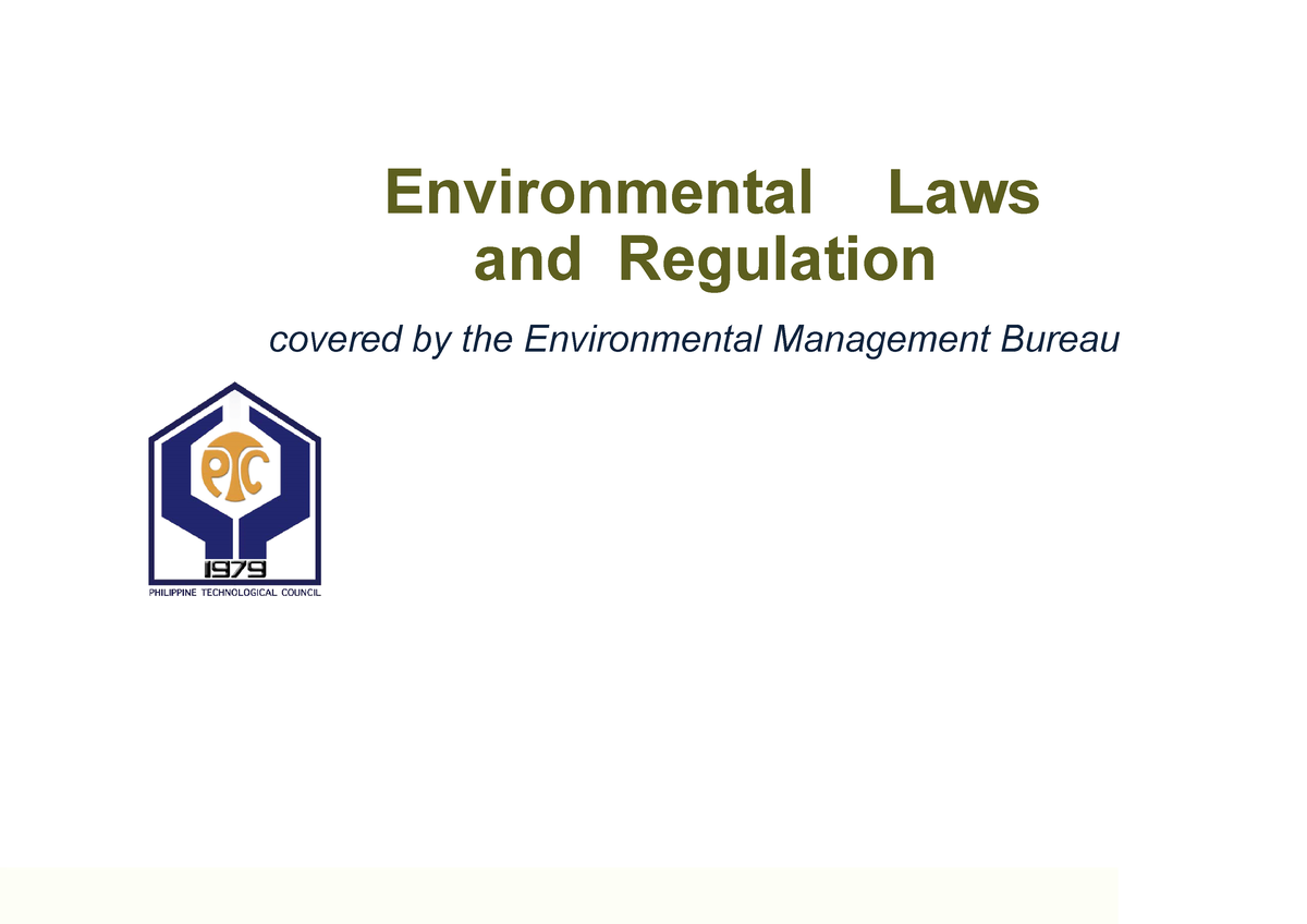 Laws And Regulations - Environmental Laws And Regulation Coveredby ...