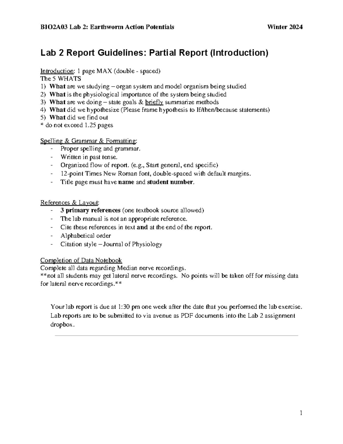 Lab2 Assignment BIO2A03 W24 Final - BIO2A03 Lab 2 : Earthworm Action ...