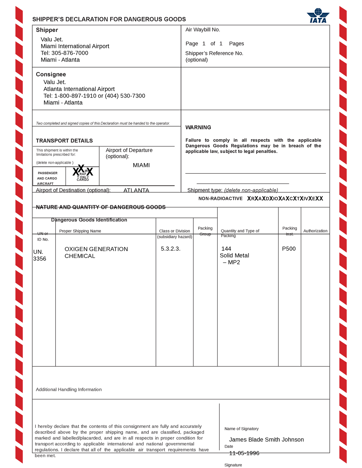 Shippers declaration column format fillable - SHIPPER’S DECLARATION FOR ...