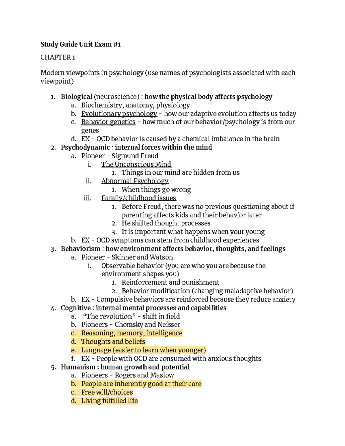 Unit 1 Study guide - exam 1 summary - professor Gerace - Study Guide ...