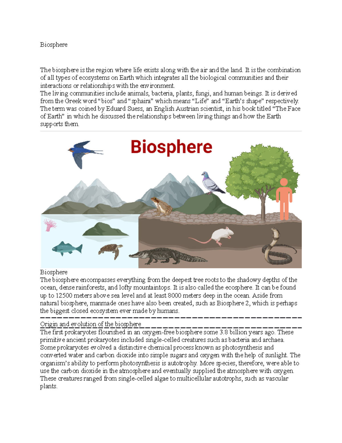 Biosphere Notes Biosphere The Biosphere Is The Region Where Life