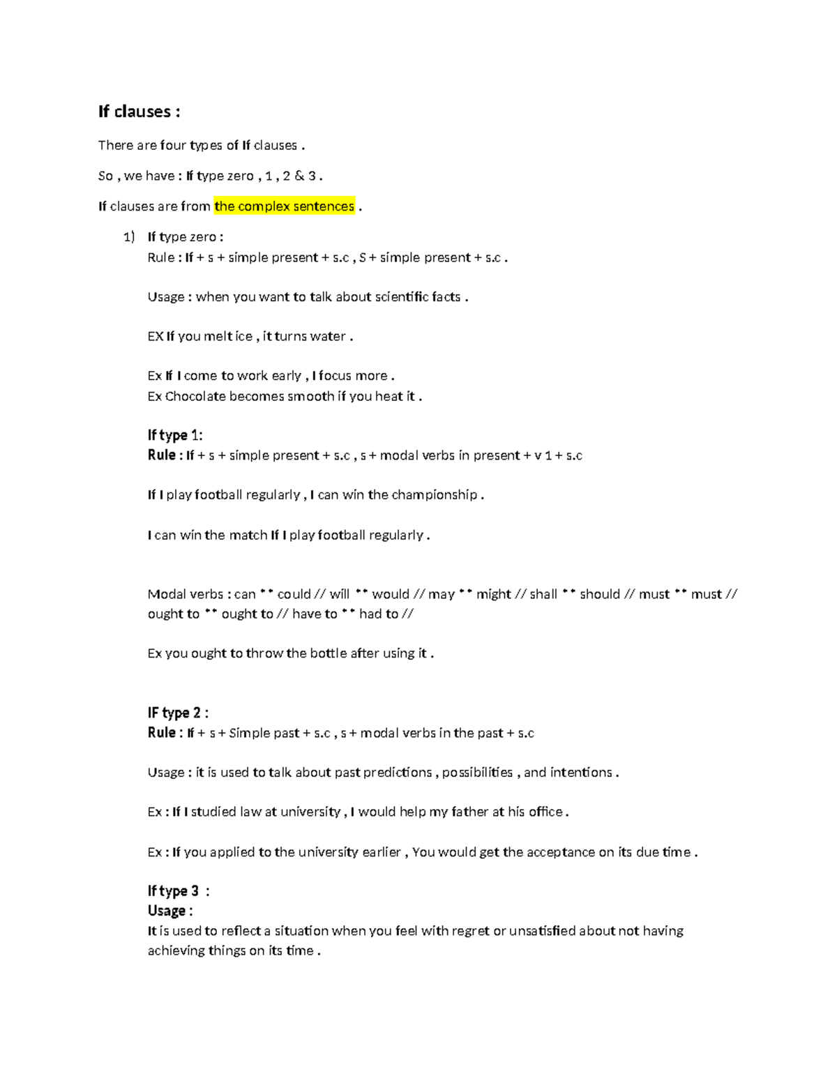 If clause - grammer - If clauses : There are four types of If clauses ...