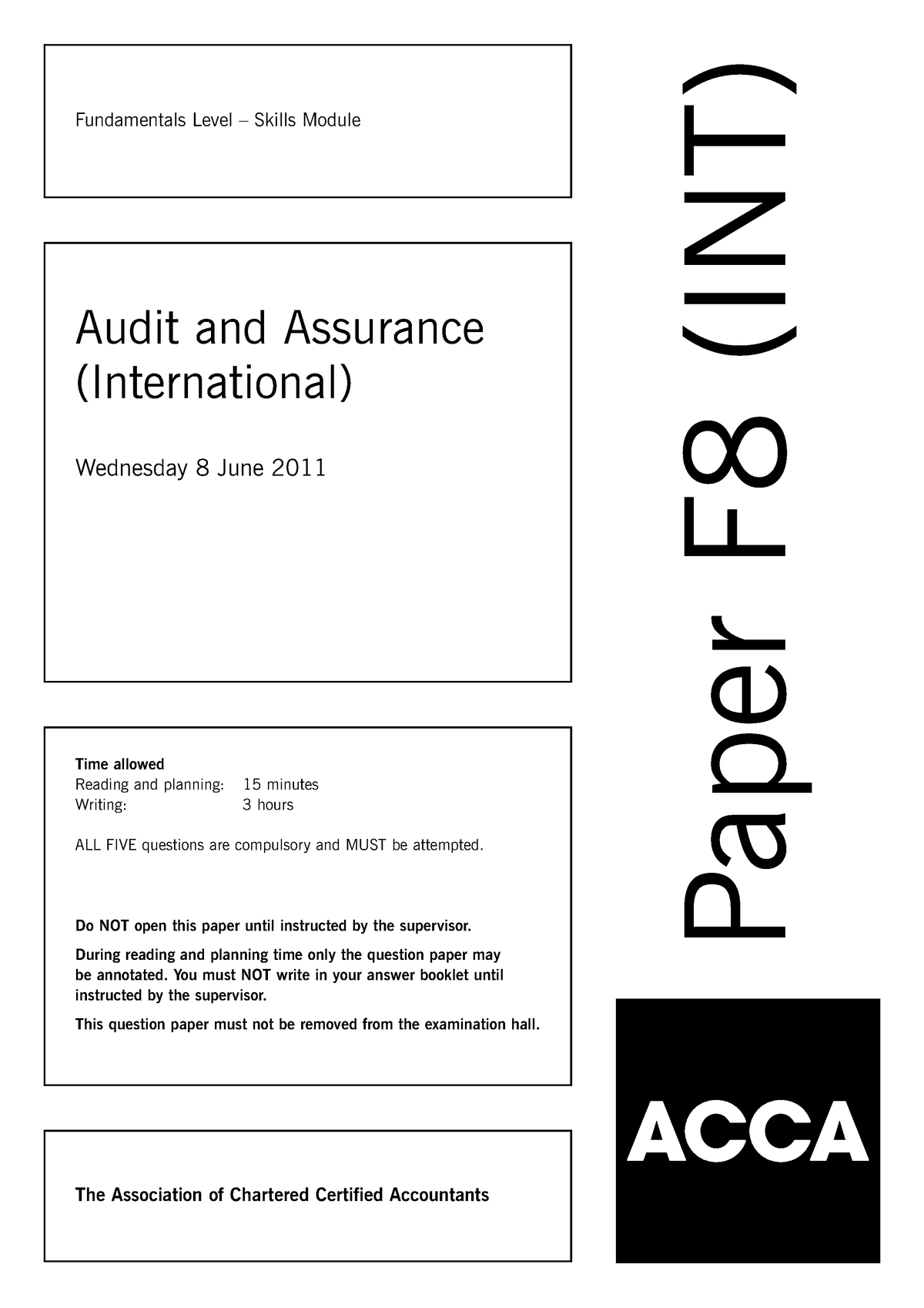 Audit Pass Year Questions - Fundamentals Level – Skills Module Time ...