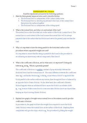 PHYS 2125 Pre-Lab Experiment #12 - Tovar 1 EXPERIMENT #12: Work and ...