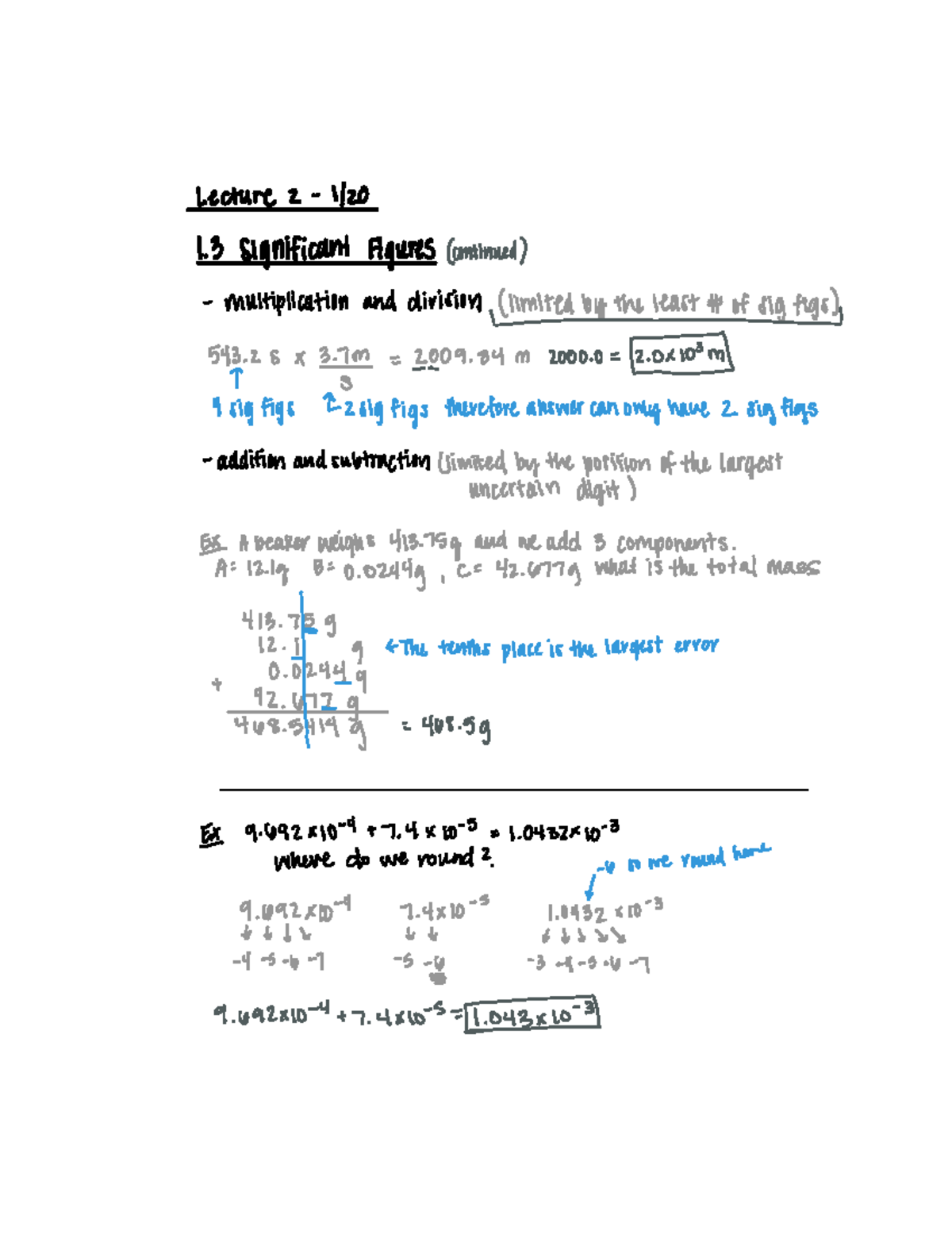 Chem Lecture 2 - Significant Figures - Lecture 2 1120 ####### 1 ...