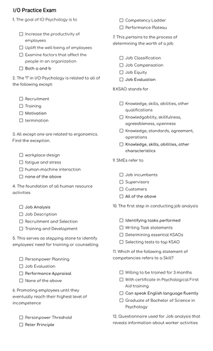 Industrial Organizational Practice Drill - 1. A test used to determine ...