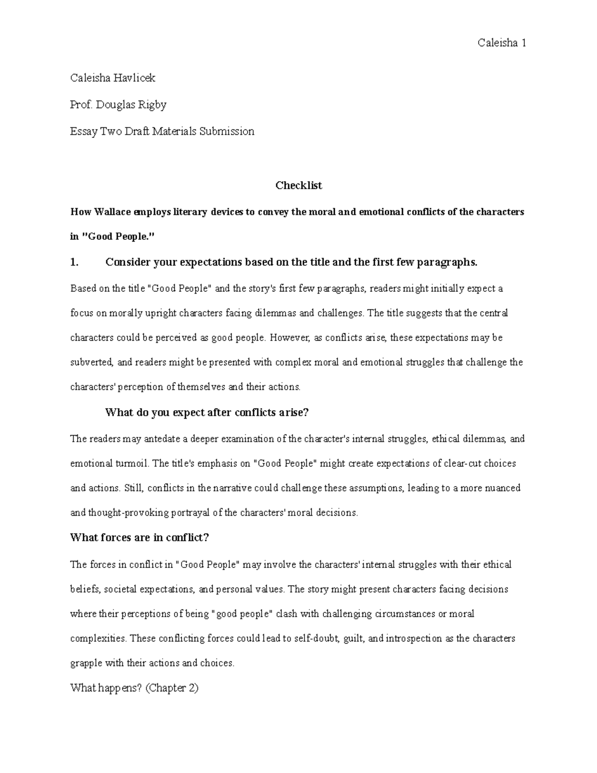 Essay Two Draft Materials Submission - Caleisha Havlicek Prof. Douglas ...