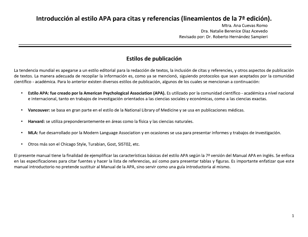 Apa Para Citas Y Referencias Lineamientos De La 7ª Edición Mtra Ana Cuevas Romo Dra 0370